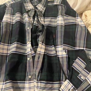 SOLd- ralph  Lauren Polo Men's Navy and Green Plaid Shirt XL